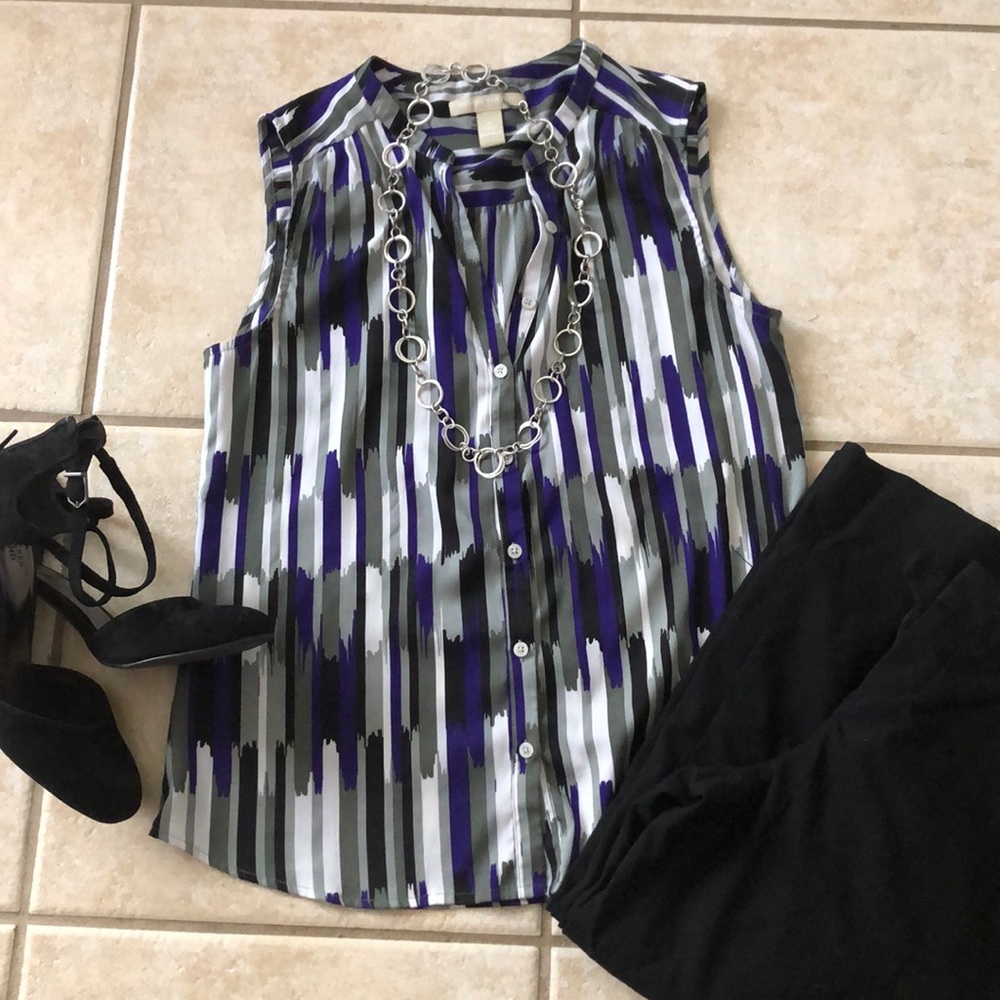 Banana Republic Purple and Grey Blouse